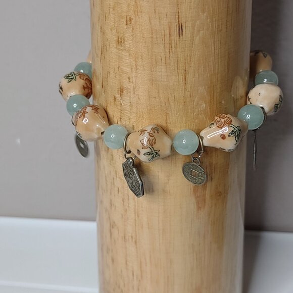 8 Inch Faux Coin Stretch Bracelet - Picture 2 of 10